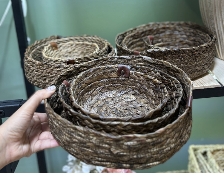 ست 3 تکه سبد حصیری مناسب نان و سبزی